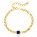 Mendes Stalen Schakelarmband Goudkleurig Blauw Tijgeroog