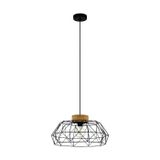 EGLO Padstow hangende plafondverlichting E27 Zwart, Staal, Hout