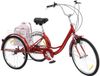 Happiq Driewieler Tavien 6 versnellingen - Fiets voor adultes et seniors - 24 pouces - Trike pliable - Avec panier - Frein avant - Rouge