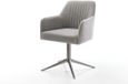 Chaise de salle à manger Greg-Flex pied croisé graphite tissu doux avec structure gris pivotant à 360° fonction basculante noyau à ressorts ensachés