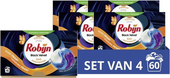 Robijn Classics Black Velvet 3-in-1 Wascapsules - 60 wasbeurten - Voordeelverpakking