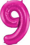 Folat Verjaardag Leeftijd folieballon - 9 jaar - roze - 86 cm - cijferballon groot