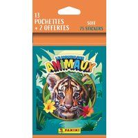 Panini Le Monde des Animaux verzamelkaarten, blisterverpakking met 13 zakjes en 2 gratis Franstalige Versie