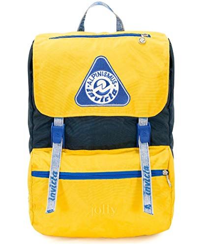 Invicta Rugzak - JOLLY VINTAGE SPECIAL EDITION, Geel / Blauw - 13'' PC Pocket - 18 LT - Heren Dames