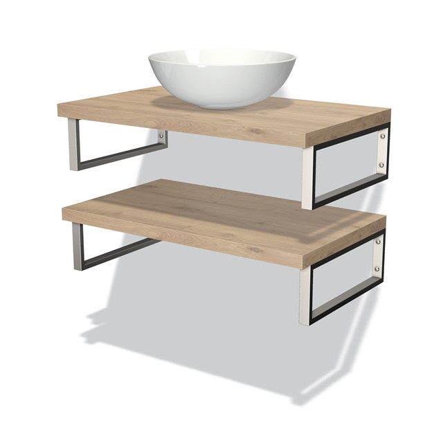 Maxaro Badkamermeubel Modulo Plato Lichtbruin Eiken 80 cm 2 Wastafelbladen