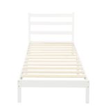 Amazon Basics Massief Grenen Platformbedframe met Geribbeld Hoofdeinde, Modern, Eenvoudig te Monteren, Kinderen, Eenpersoons, Wit, 90cm x 190cm x 88cm