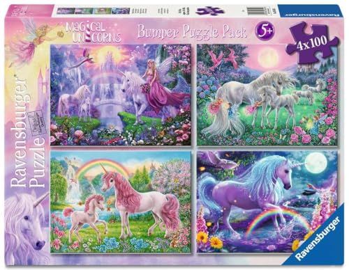 Ravensburger Kinderpuzzle 4x100 Teile - Magische Einhörner