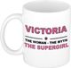 Bellatio Decorations Naam cadeau Victoria - The woman, The myth the supergirl koffie mok / beker 300 ml - naam/namen mokken - Cadeau voor o.a verjaardag/ moederdag/ pensioen/ geslaagd/ bedankt