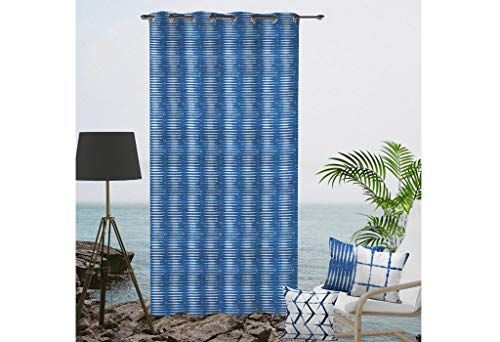 Soleil d'ocre Azur katoenen gordijn 140 x 250 cm blauw