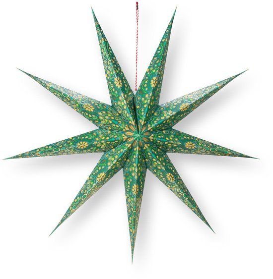Pip Studio - Christmas - Kerstster - Papier - All-over Print - Donkergroen - 110 cm