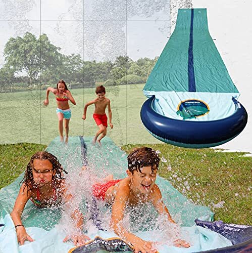 TEAM MAGNUS waterglijbaan XXL (950x160cm) - slip en slide gemaakt van duurzaam 0,22 mm PVC… (9.5m)