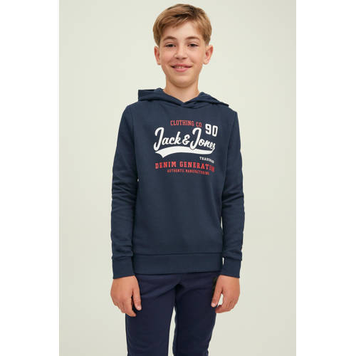 JACK & JONES JACK & JONES JUNIOR hoodie JJELOGO met logo donkerblauw