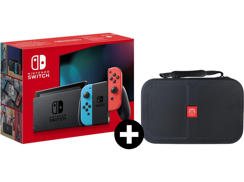 Nintendo Switch Rood En Blauw + Qware Carry Bag Bundel blauw, rood