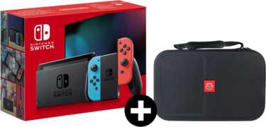 Nintendo Switch Rood En Blauw + Qware Carry Bag Bundel blauw, rood