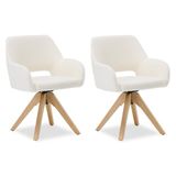 Homestyle4u Eetkamerstoel - 2 Stoelen - Draaibare - met armleuningen - Wit