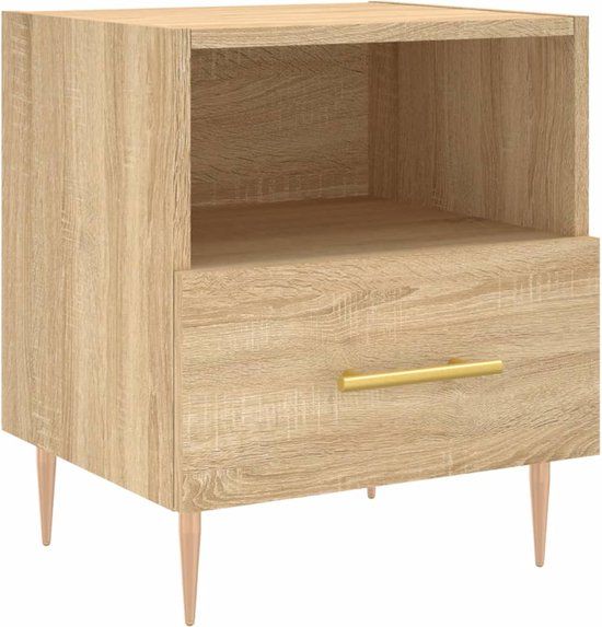 vidaXL Nachtkastje 40x35x47,5 cm bewerkt hout sonoma eikenkleurig