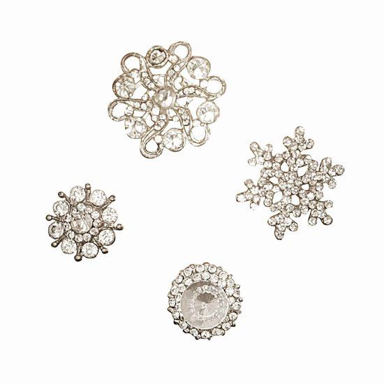 LOBERON Decoratie pins set van 4 Brillliant Pins antiekzilverkleurig