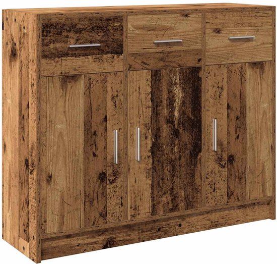 vidaXL Dressoir 91x28x75 cm bewerkt hout oud houtkleurig