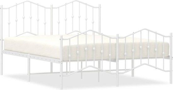 vidaXL Bedframe met hoofd- en voeteneinde metaal wit 135x190 cm