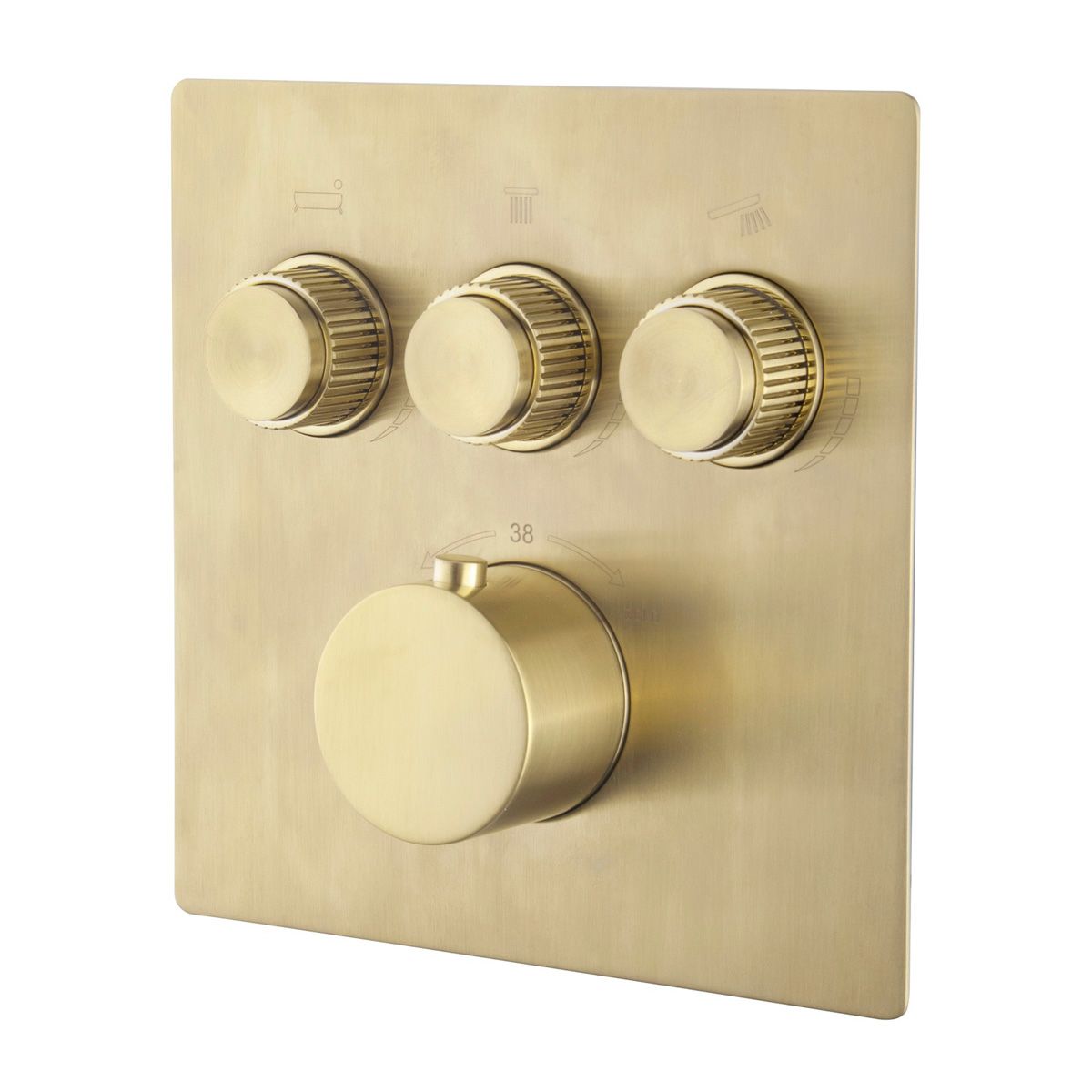 Wiesbaden Caral Klik Pro Douchekraan Thermostatisch Geborsteld Messing Inbouw 3-weg Afbouwdeel
