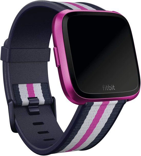 Fitbit Woven band voor Fitbit Versa / Versa 2 / Versa Lite - Maat S - Navy / Mulberry