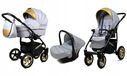 BabyLux® Gold Lux | Ensemble poussette 3en1 | Argent | Poussette combinée | Ensemble de poussettes | Poussette +