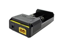 Nitecore NEW i2 acculader, twee-schachtlader voor accu's, laadstation voor thuis en in de auto, zwart