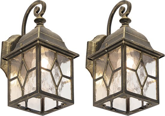 QAZQA london - Landelijke Wand lantaarn voor buiten - 1 lichts - D 18 cm - Brons - Buitenverlichting