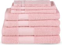 Good Morning uni handdoek effen kleur - Handdoekenset 8 - Lichtroze - Badstof