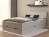 LANDER Lit 140x200 cm cachemire/ivoire velours avec tiroirs