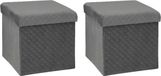 Atmosphera Poef/hocker/voetenbankje - 2x - opbergbox - fluweel donkergrijs - PU/MDF - 31 x 31 x 31 cm - opvouwbaar