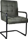 Lizzely Garden & Living Eetkamerstoel met armleuning Indy donkergroen microvezel