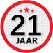 Bellatio Decorations 21 jaar leeftijd sticker - rond - Dia 15 cm