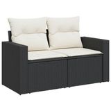 vidaXL 11-delige Loungeset met kussens, polyrattan, zwart