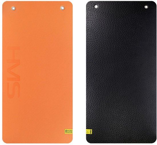 HMS Premium MFK01 - Fitnessmat met Ogen - 110cm - Oranje/Zwart - Antislip