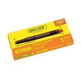 ONLINE Combi-inktcartridges, universele cartridges, compatibel met alle gangbare vulpennen, ook Lamy-vullers, reservepatronen, doos met 5 grote cartridges, kleur: oranje