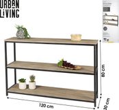 Urban Living BOEKENKAST 3 PLANKEN 120X30XH80CM Bruin MDF/Metaal Industrieel