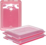 TOYMA Boîte à charcuterie - 3x - rose - plastique - 24,5 x 17 x 4 cm - boîte de conservation / boîte à fromage