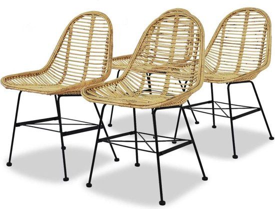 vidaXL Eetkamerstoelen 4 stuks Natuurlijk Rotan