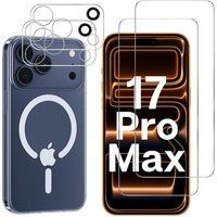 Phonillico® Hoes voor iPhone 17 PRO MAX met 2 Gehard Glas en 2 Camera Beschermers - Geïntegreerde Magnetische Ring