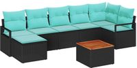 vidaXL Tuinbankenset 8 st Zwart poly rattan