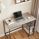 Vasagle Bureau, table d'ordinateur, bureau, avec 2 étagères à droite ou à gauche, 100 x 50 x 75 cm, pour bureau, salon, cadre en acier, design industriel, gris-noir vintage LWD046B02
