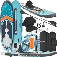 tectake® Stand-Up Paddle Board - SUP Plank - Opblaasbaar - Stabiel - 288 x 77 x 22,5 cm - Max 200kg - Oranje Turqoois