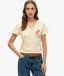 Superdry Suika Metallic Relaxed V-Neck T-Shirt Crème Taille : 40