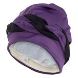 Fashy Exclusieve stoffen badmuts, tweekleurig lila-zwart, met foliebinnenkap en koorddetail, 100% polyester