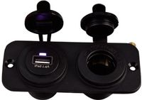 Talamex Cadre double à chasse d'eau noir avec USB 2.4A et 12V
