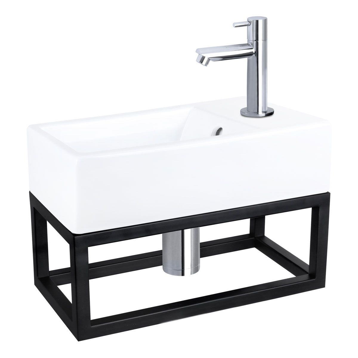 Differnz Fonteinset Force Rechthoek 40x22x27cm Wit Keramiek Handdoekrek Chroom
