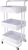 Unyqoos® Trolley multifonctionnelle à trois niveaux pour cuisine, salle de bain et bureau avec roues et poignée de poussée