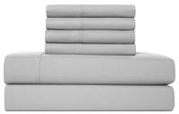 Casual Living 32652 Queen Size Hotelstijl Zijdeachtige Ultra-Zachte Milieuvriendelijke Koeltechnologie Machine Wasbaar Sneldrogend Anti-Rimpel 6-delige Lakens en Kussenslopen Set, Queen, Grijs