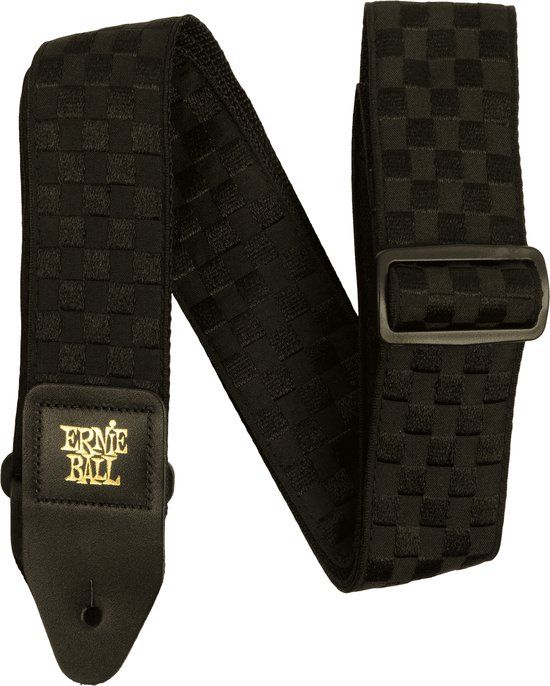 Ernie Ball Jacquard Black Checkers 5341 Gitaarband - Zwart